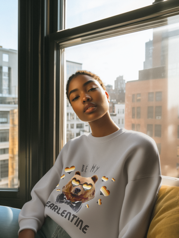 Bear Flag Heavy Blend Crewneck Sweatshirt Valentines Day Unisex Size - Be My Bearlentine