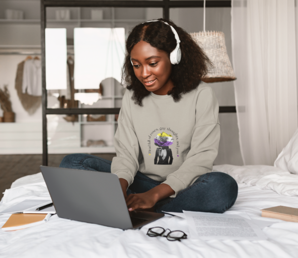 Non Binary Flag Heavy Blend Crewneck Sweatshirt Valentines Day Unisex Size - Head Full Of Roses