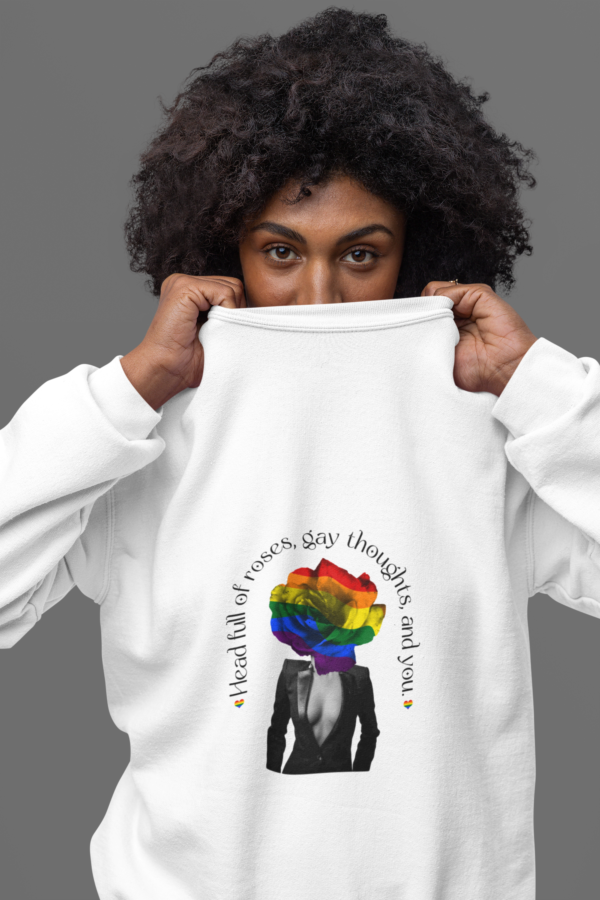 LGBT Flag Heavy Blend Crewneck Sweatshirt Valentines Day Unisex Size - Head Full Of Roses
