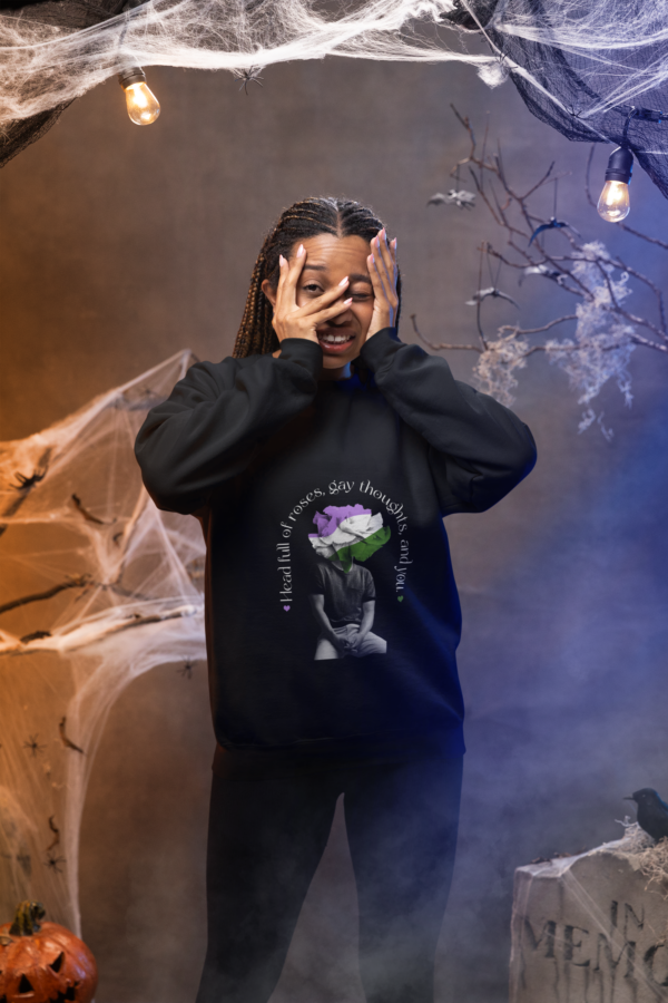 Genderqueer Flag Heavy Blend Crewneck Sweatshirt Valentines Day Unisex Size - Head Full Of Roses