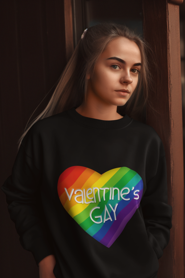 LGBT Flag Heavy Blend Crewneck Sweatshirt Valentines Day Unisex Size - Valentine's Gay