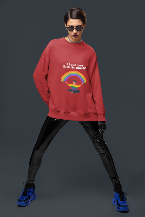 LGBT Flag Heavy Blend Crewneck Sweatshirt Valentines Day Unisex Size - I Love You Thiiiis Much
