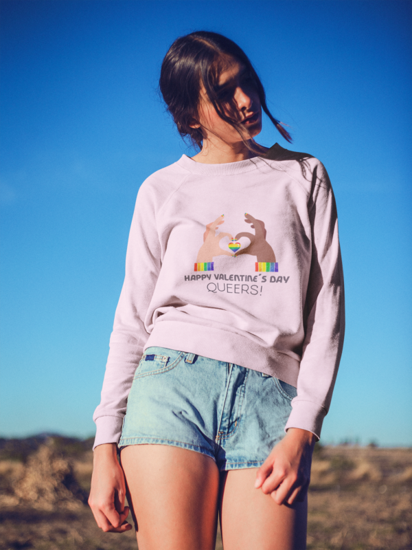 LGBT Flag Heavy Blend Crewneck Sweatshirt Valentines Day Unisex Size - Happy Valentines Day Queers