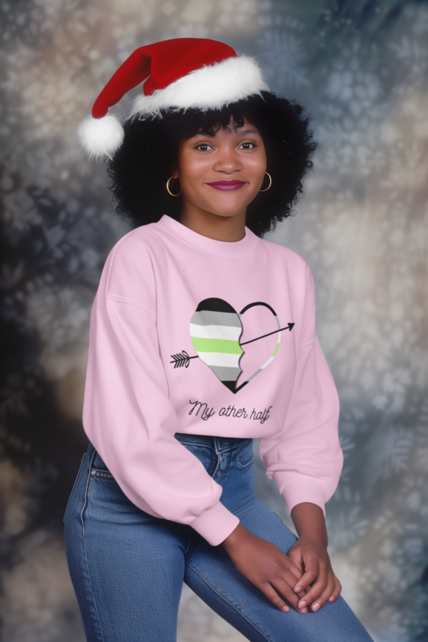Agender Flag Heavy Blend Crewneck Sweatshirt Valentines Day Unisex Size - My Other Half
