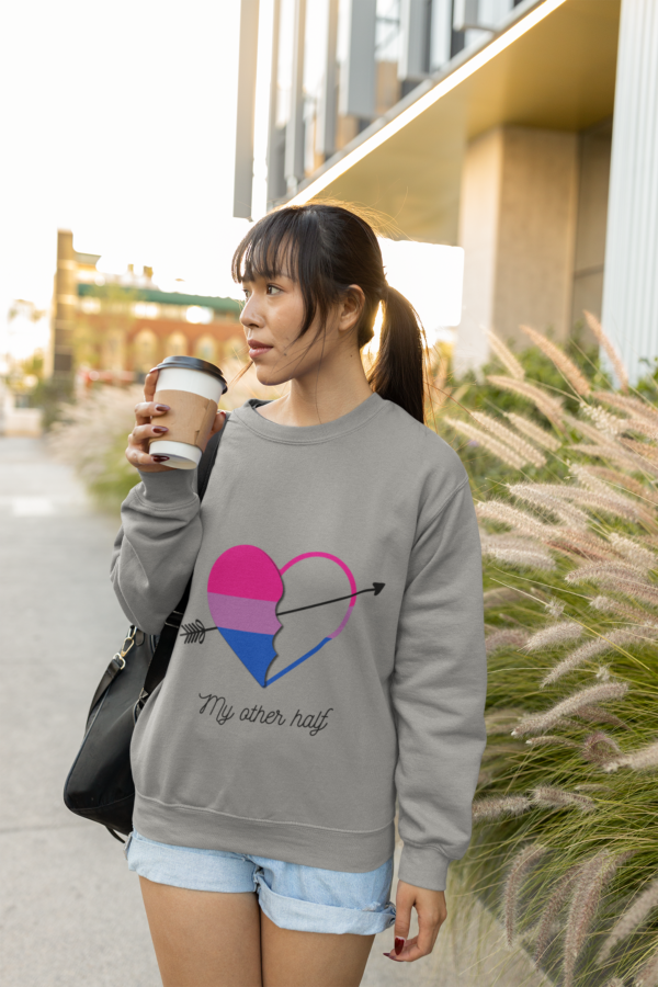 Bisexual Flag Heavy Blend Crewneck Sweatshirt Valentines Day Unisex Size - My Other Half