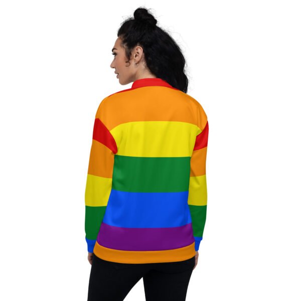 LGBTQ Pride FLags Unisex Bomber Jacket, Rainbow Pride Flag - Image 2