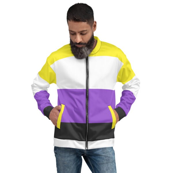 LGBTQ Pride FLags Unisex Bomber Jacket, Non Binary Pride Flag