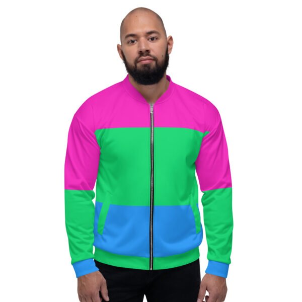 LGBTQ Pride FLags Unisex Bomber Jacket, Plolysexual Pride Flag