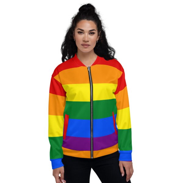 LGBTQ Pride FLags Unisex Bomber Jacket, Rainbow Pride Flag