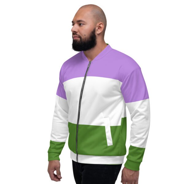 LGBTQ Pride FLags Unisex Bomber Jacket, Genderqueer Pride Flag - Image 3