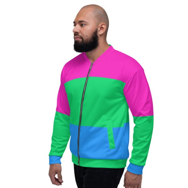 LGBTQ Pride FLags Unisex Bomber Jacket, Plolysexual Pride Flag - Image 3