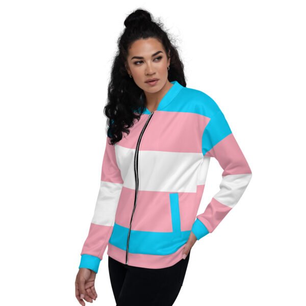 LGBTQ Pride FLags Unisex Bomber Jacket, Transgender Pride Flag - Image 3