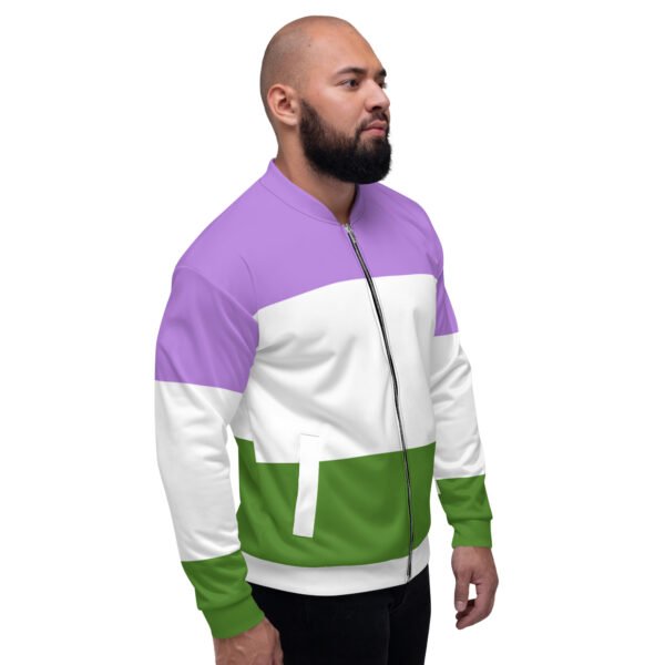 LGBTQ Pride FLags Unisex Bomber Jacket, Genderqueer Pride Flag - Image 4