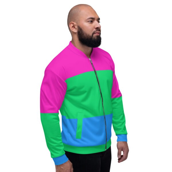 LGBTQ Pride FLags Unisex Bomber Jacket, Plolysexual Pride Flag - Image 4