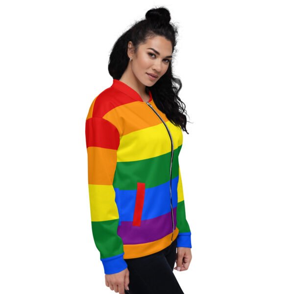 LGBTQ Pride FLags Unisex Bomber Jacket, Rainbow Pride Flag - Image 4