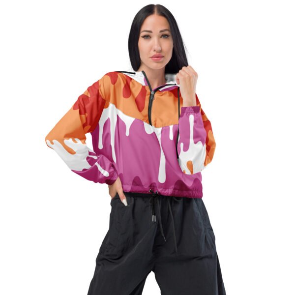 Lesbian Flag LGBTQ Crop Top Drip Hoodie Women’s Size