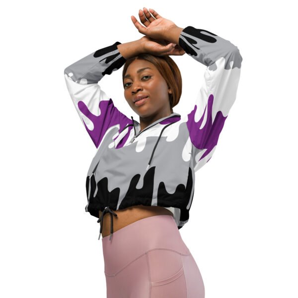 Asexual Flag LGBTQ Crop Top Drip Hoodie Women’s Size - Image 3