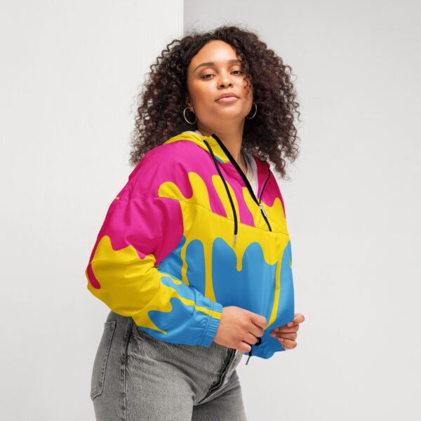 Pansexual Flag LGBTQ Crop Top Drip Hoodie Women’s Size - Image 4