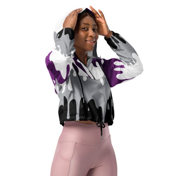 Asexual Flag LGBTQ Crop Top Drip Hoodie Women’s Size - Image 4