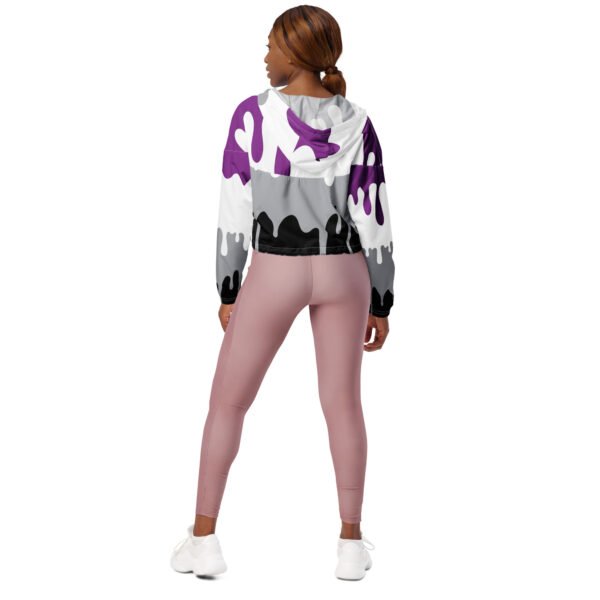 Asexual Flag LGBTQ Crop Top Drip Hoodie Women’s Size - Image 6