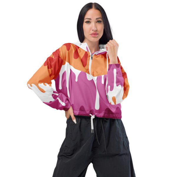Lesbian Flag LGBTQ Crop Top Drip Hoodie Women’s Size - Image 4