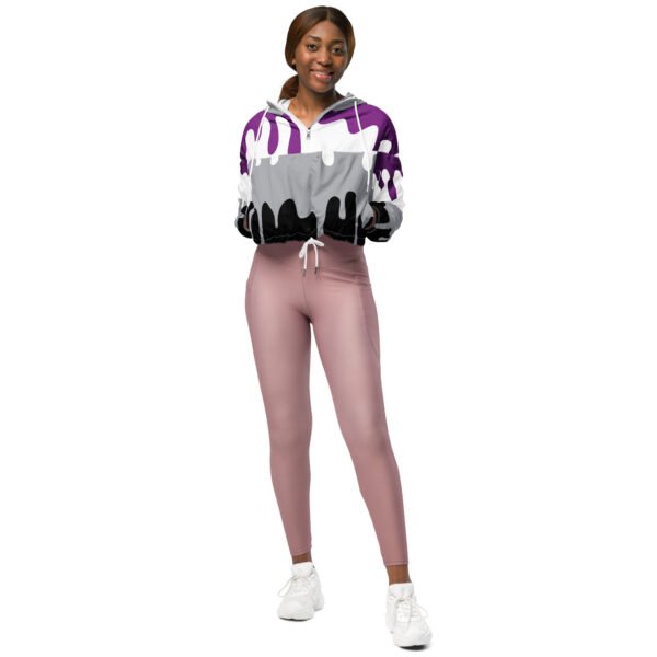Asexual Flag LGBTQ Crop Top Drip Hoodie Women’s Size - Image 5
