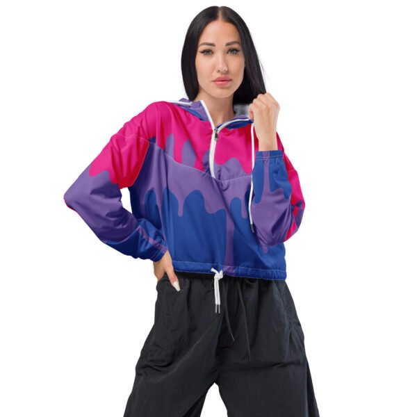 Bisexual Flag LGBTQ Crop Top Drip Hoodie Women’s Size - Image 4