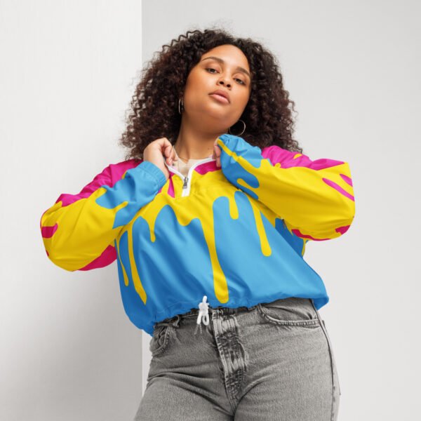 Pansexual Flag LGBTQ Crop Top Drip Hoodie Women’s Size - Image 5