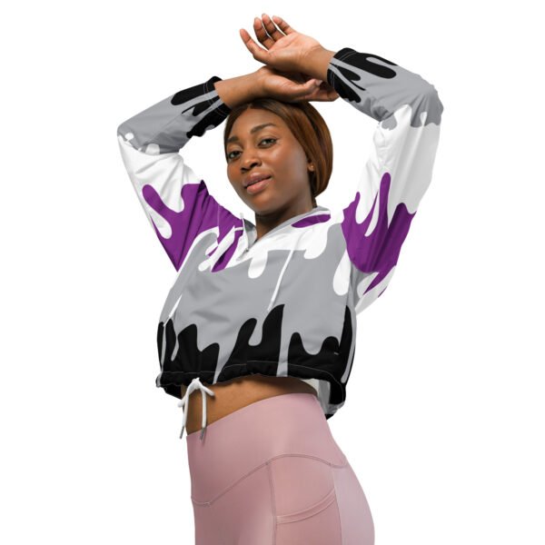 Asexual Flag LGBTQ Crop Top Drip Hoodie Women’s Size - Image 7