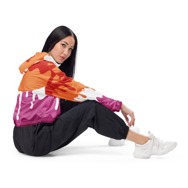 Lesbian Flag LGBTQ Crop Top Drip Hoodie Women’s Size - Image 6