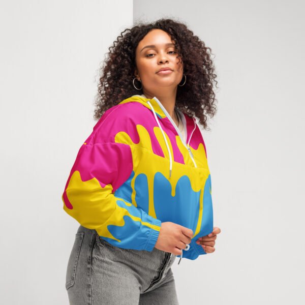 Pansexual Flag LGBTQ Crop Top Drip Hoodie Women’s Size - Image 8