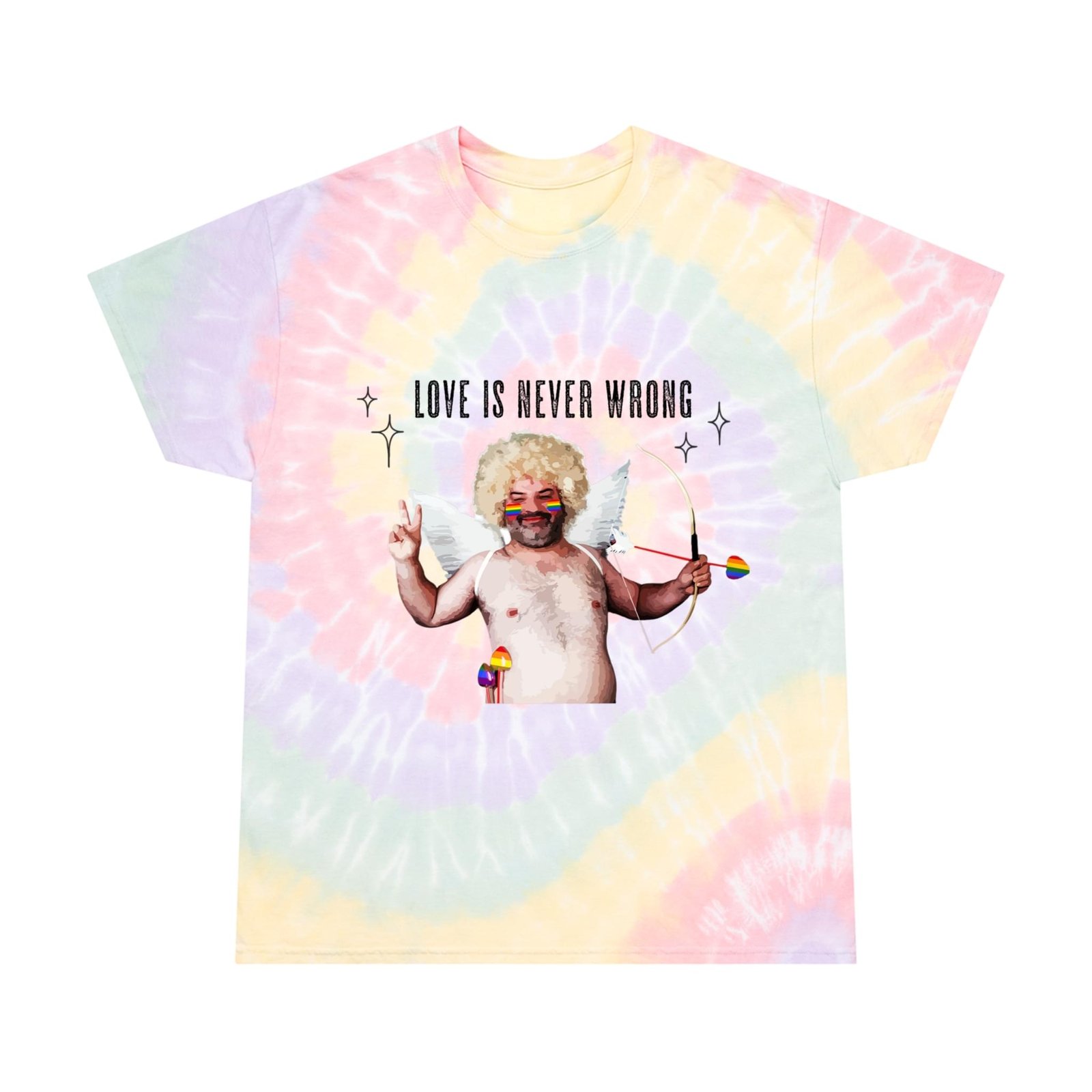 LGBT Flag Tie-Dye Spiral T-Shirt Valentines Day Unisex Size - Love Is Never Wrong